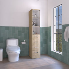 Linen Cabinet with Three Shelves and Four Drawers