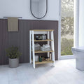 Jenne Four-Shelf Linen Cabinet in Light Oak and White