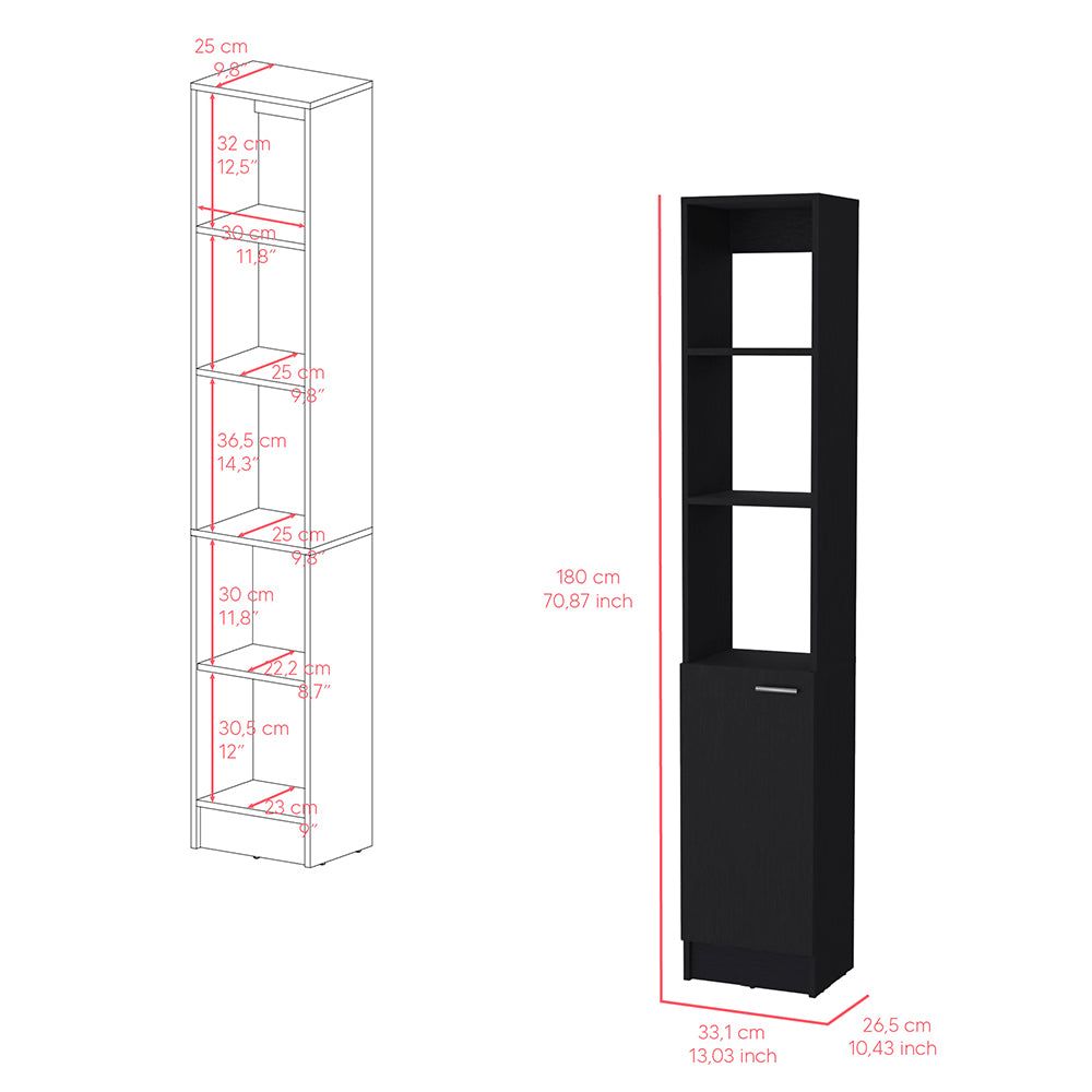 Bathroom Linen Cabinet with Concealed and Open Shelves