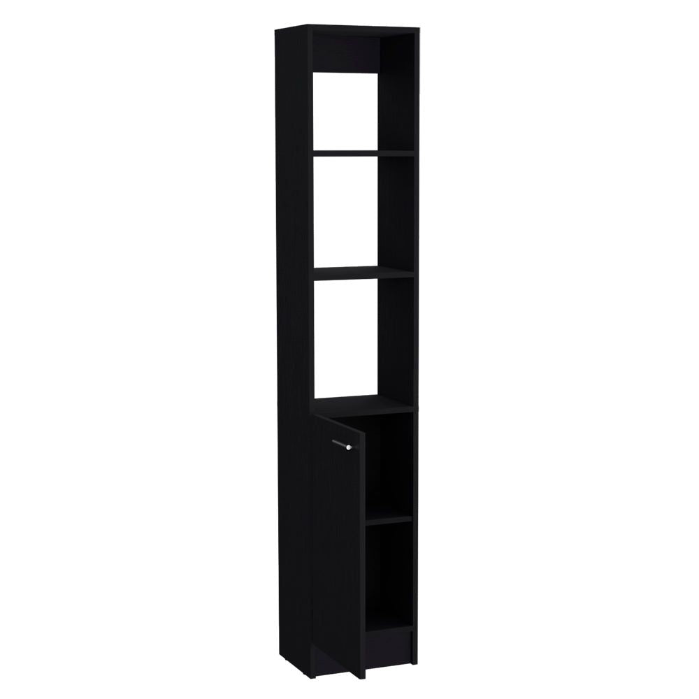 Bathroom Linen Cabinet with Concealed and Open Shelves