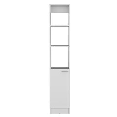 Bathroom Linen Cabinet with Open and Concealed Shelves
