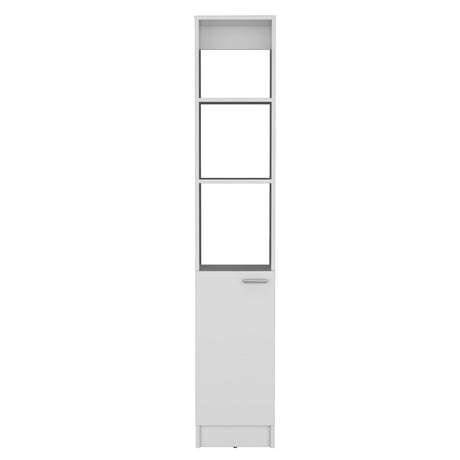 Bathroom Linen Cabinet with Open and Concealed Shelves