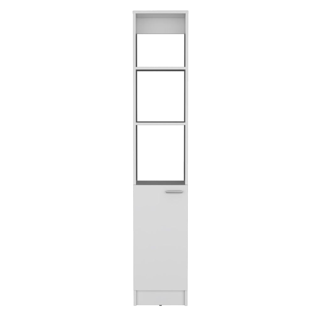 Bathroom Linen Cabinet with Open and Concealed Shelves