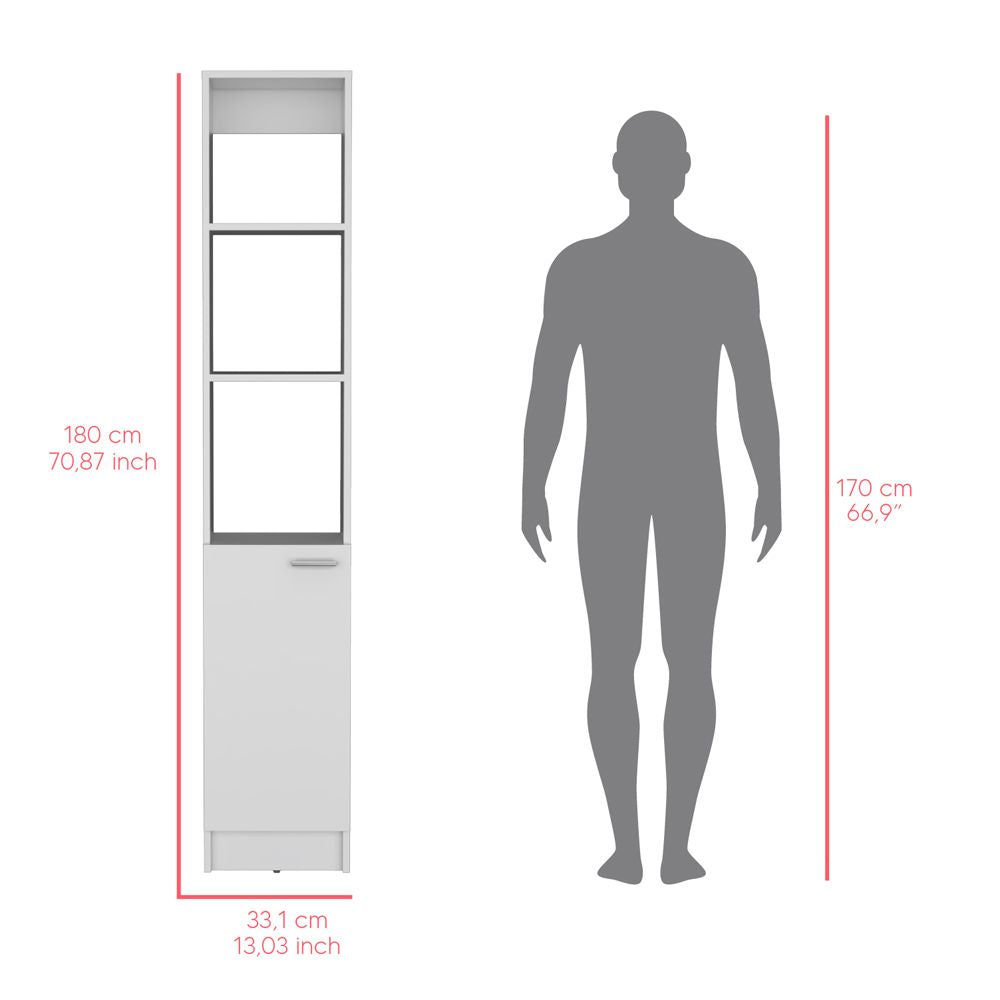 Bathroom Linen Cabinet with Open and Concealed Shelves