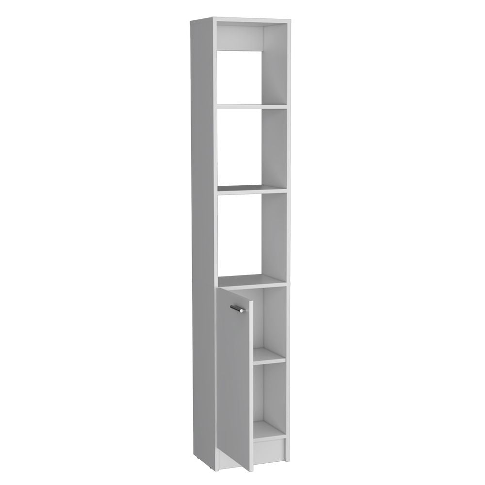 Bathroom Linen Cabinet with Open and Concealed Shelves