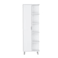 Sandy White Linen Cabinet with Modern Minimalist Design for Bathroom Organization
