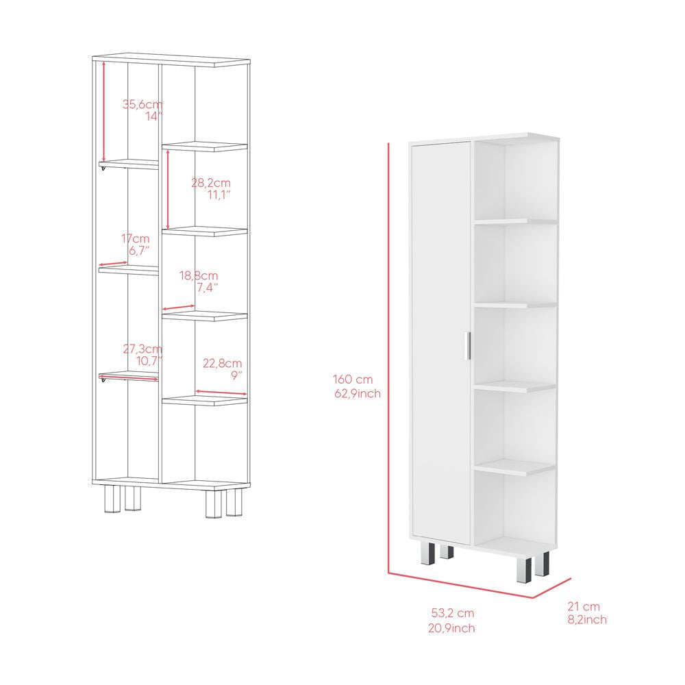 Sandy White Linen Cabinet with Modern Minimalist Design for Bathroom Organization