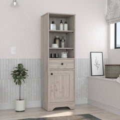 Linen Single Door Cabinet with Shelves and Drawer