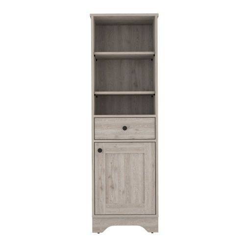 Linen Single Door Cabinet with Shelves and Drawer