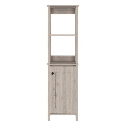 Linen Single Door Cabinet – Two Open Shelves & Two Interior Shelves