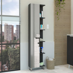 62- Bathroom Storage Cabinet with Mirrored Door and Adjustable Shelves