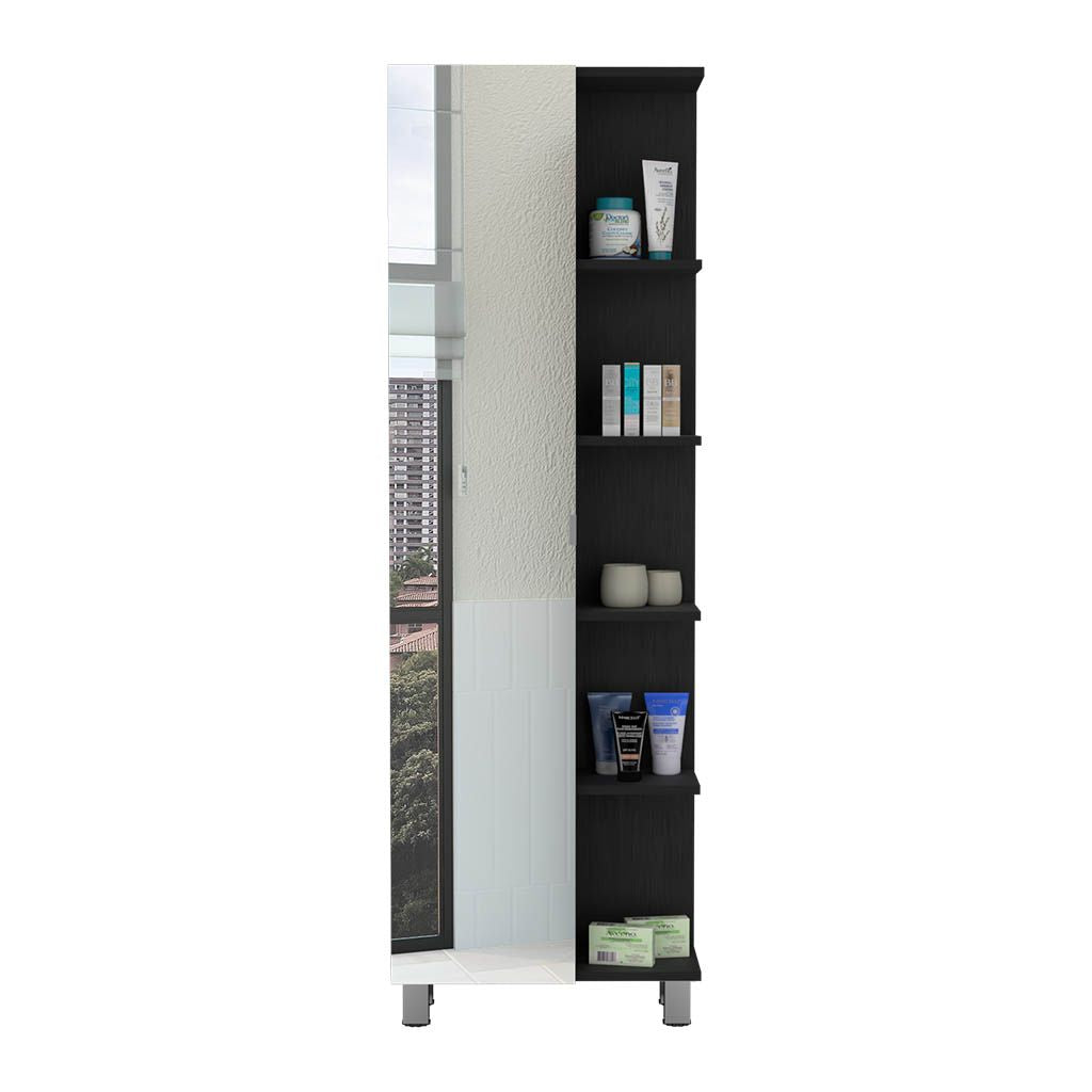 62- Bathroom Storage Cabinet with Mirrored Door and Adjustable Shelves