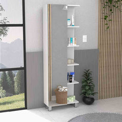 62" Tall Bathroom Cabinet with Mirrored Door and Adjustable Shelves