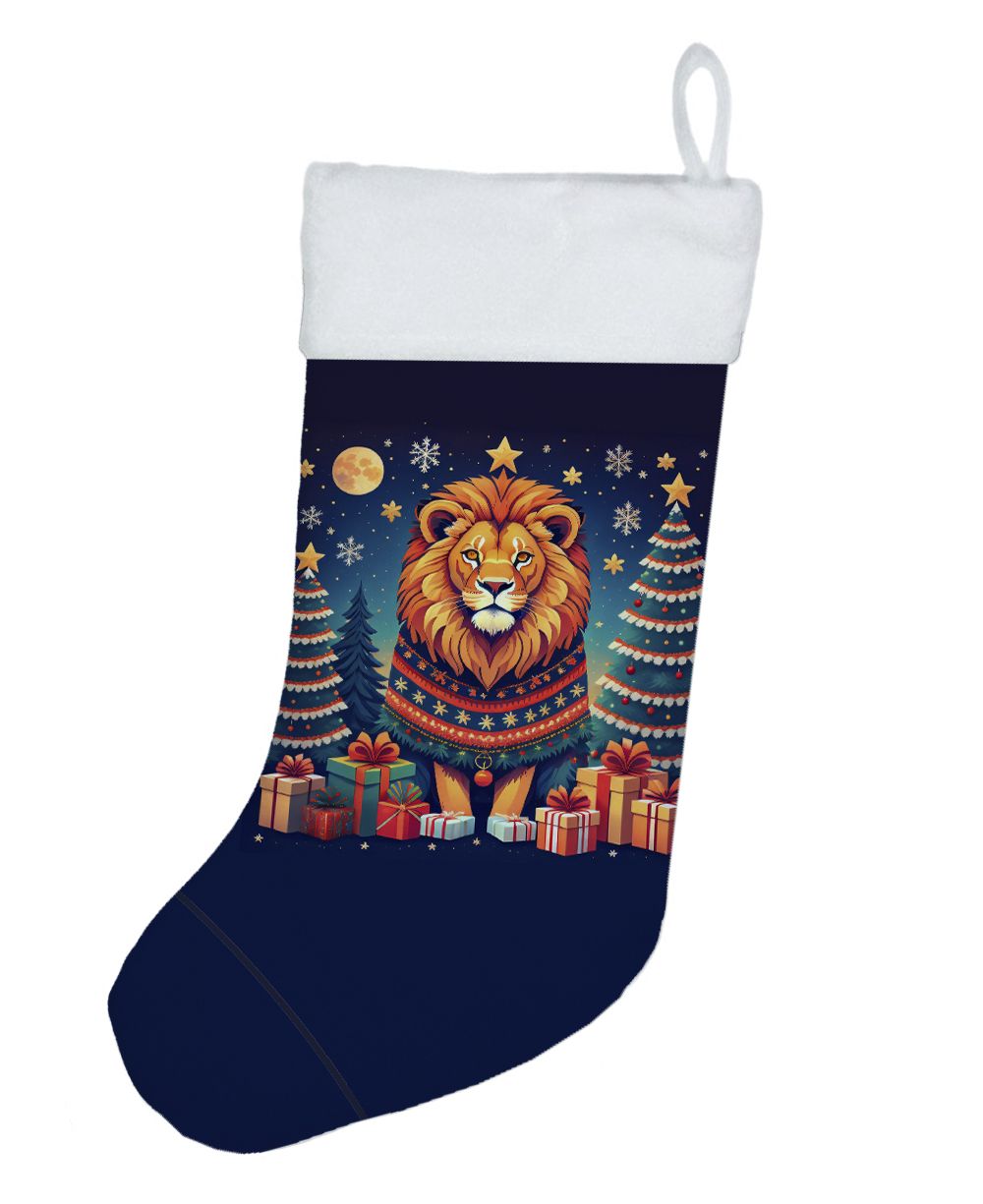 Lion Christmas Stocking - Double-Sided Festive Design for Holiday Cheer