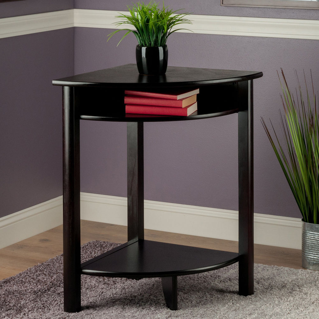Liso Corner Table with Open Shelves