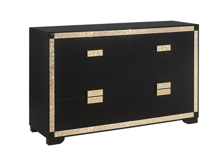 Lively Black and Gold Dresser with Glitter Details
