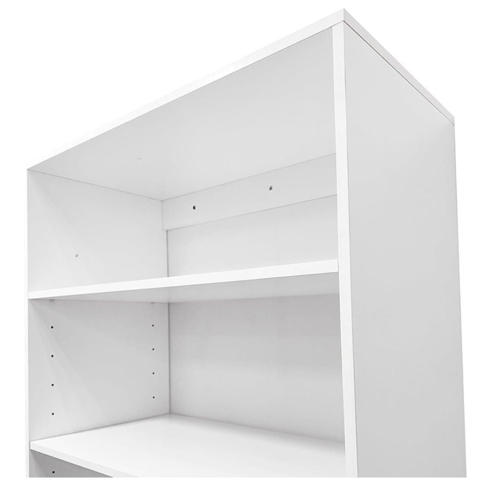 Freestanding White Wardrobe Closet with Spacious Shelves and Hanging Rods