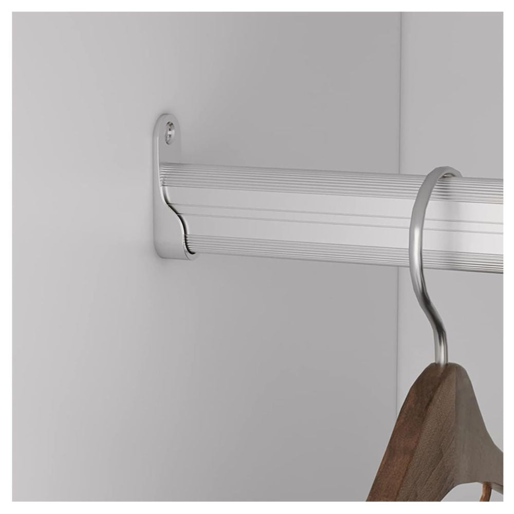 Freestanding White Wardrobe Closet with Spacious Shelves and Hanging Rods