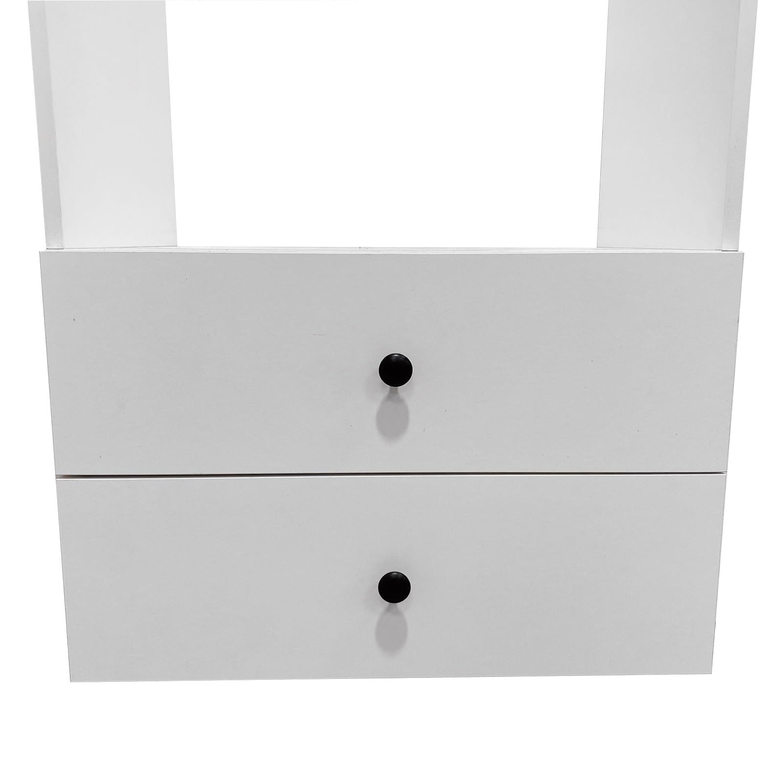 Freestanding White Wardrobe Closet with Spacious Shelves and Hanging Rods