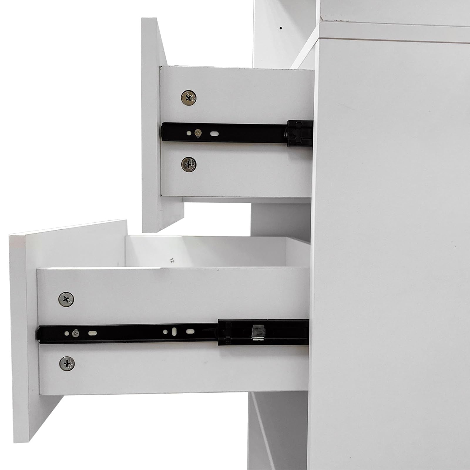 Freestanding White Wardrobe Closet with Spacious Shelves and Hanging Rods