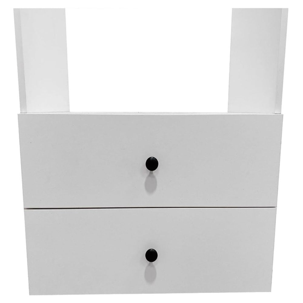 Freestanding White Wardrobe Closet with Spacious Shelves and Hanging Rods