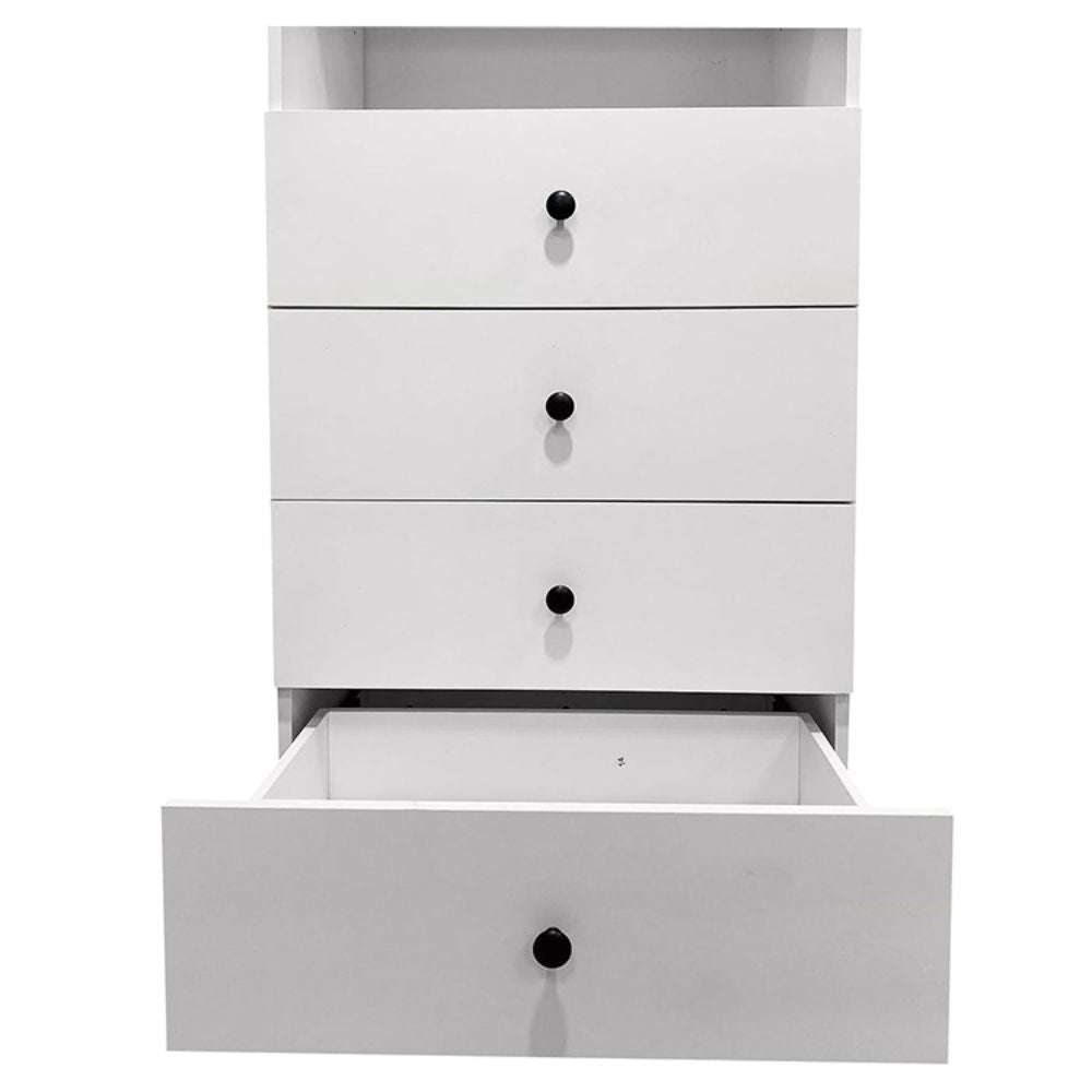 Freestanding White Wardrobe Closet with Spacious Shelves and Hanging Rods