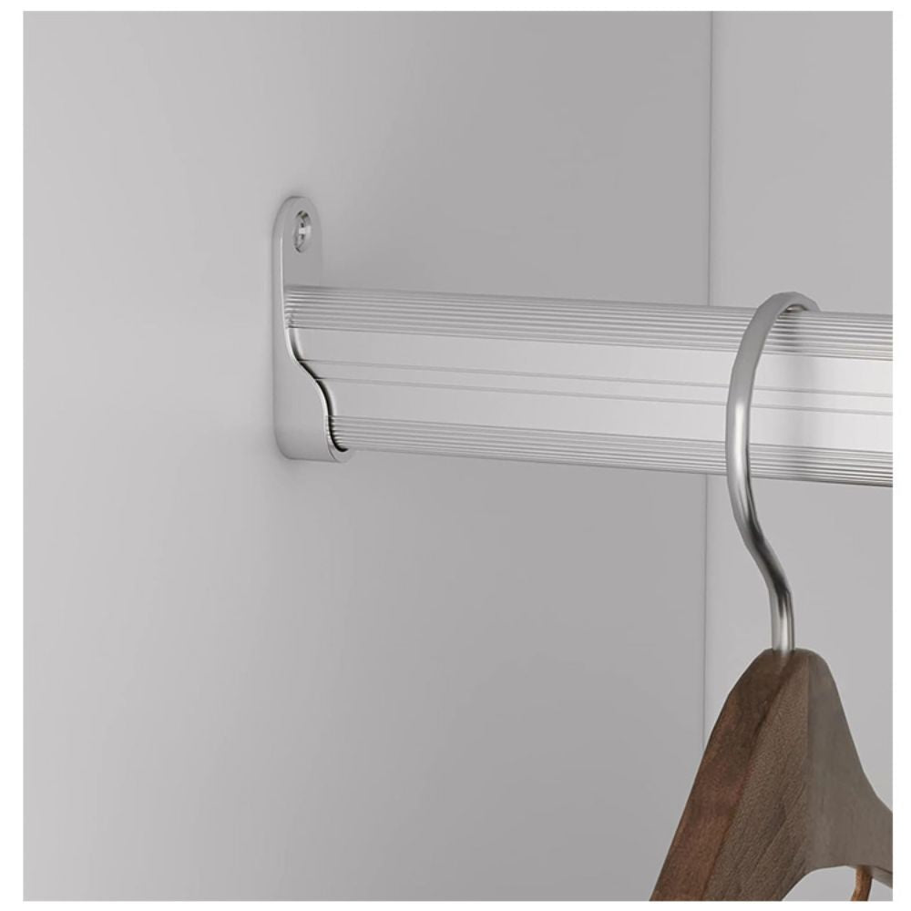 Freestanding White Wardrobe Closet with Spacious Shelves and Hanging Rods
