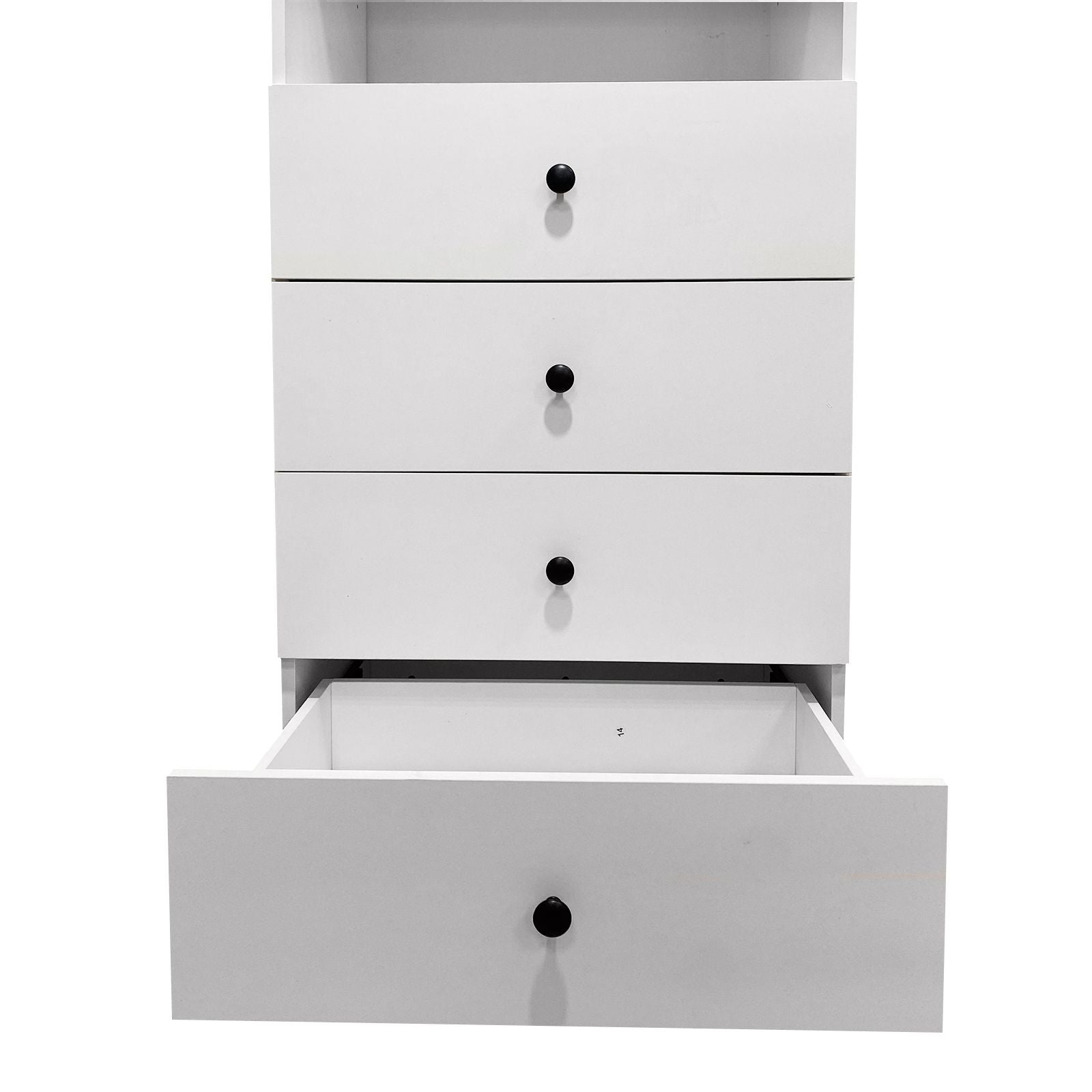 Freestanding White Wardrobe Closet with Spacious Shelves and Hanging Rods