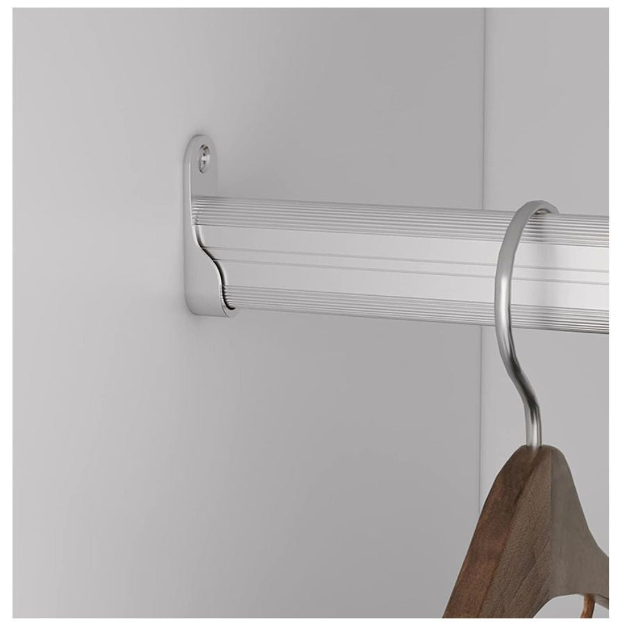 Freestanding White Wardrobe Closet with Spacious Shelves and Hanging Rods