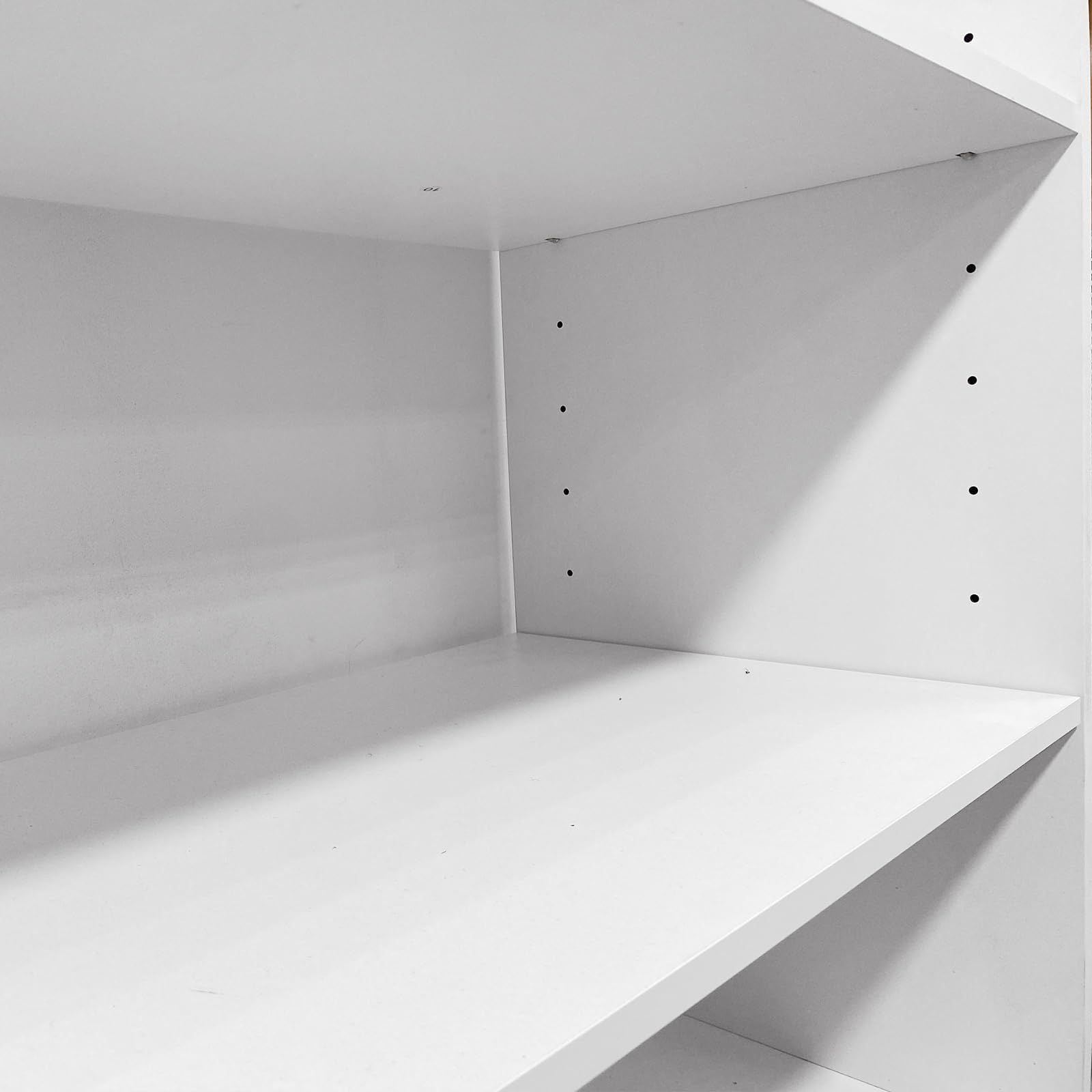 Freestanding White Wardrobe Closet with Spacious Shelves and Hanging Rods