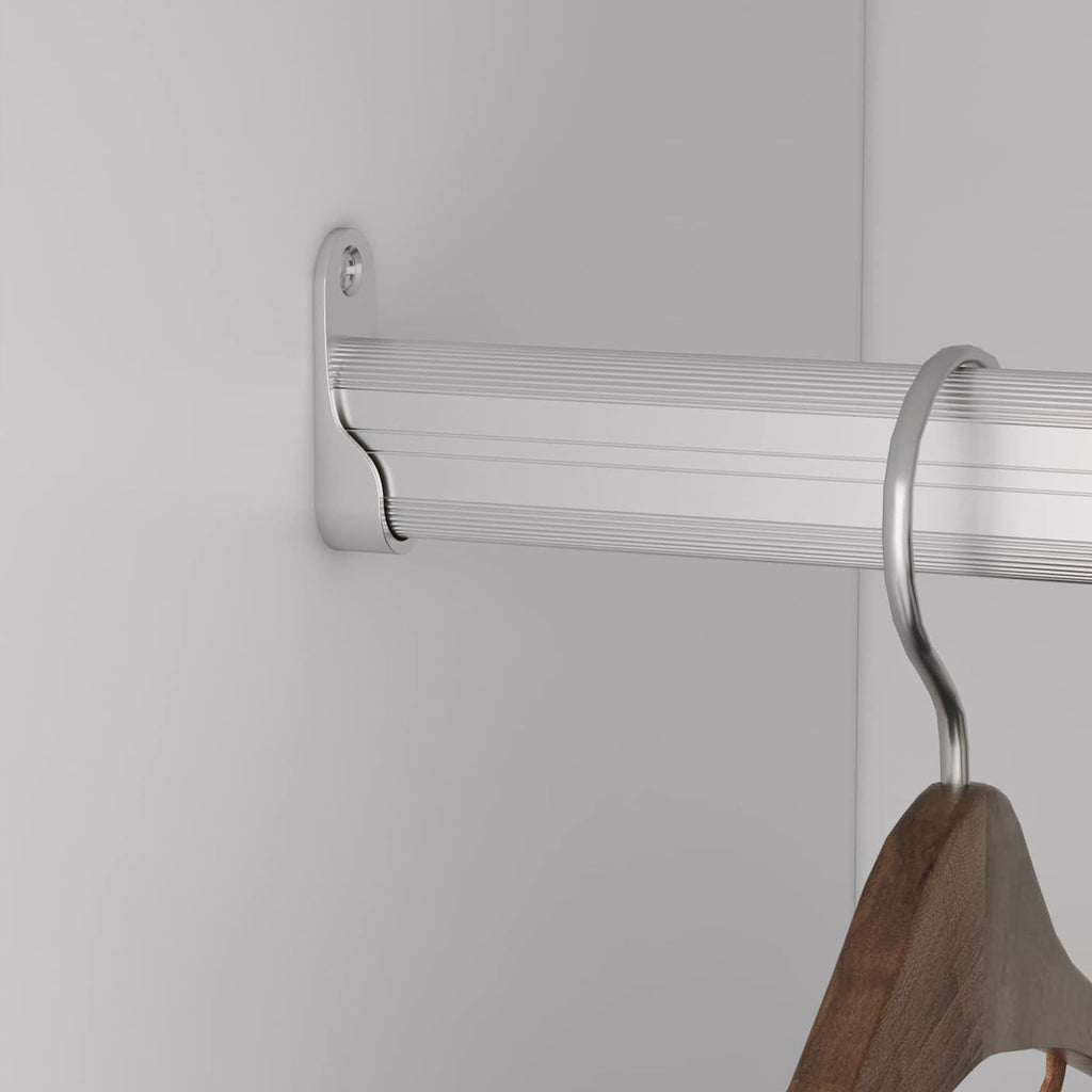 Freestanding White Wardrobe Closet with Spacious Shelves and Hanging Rods