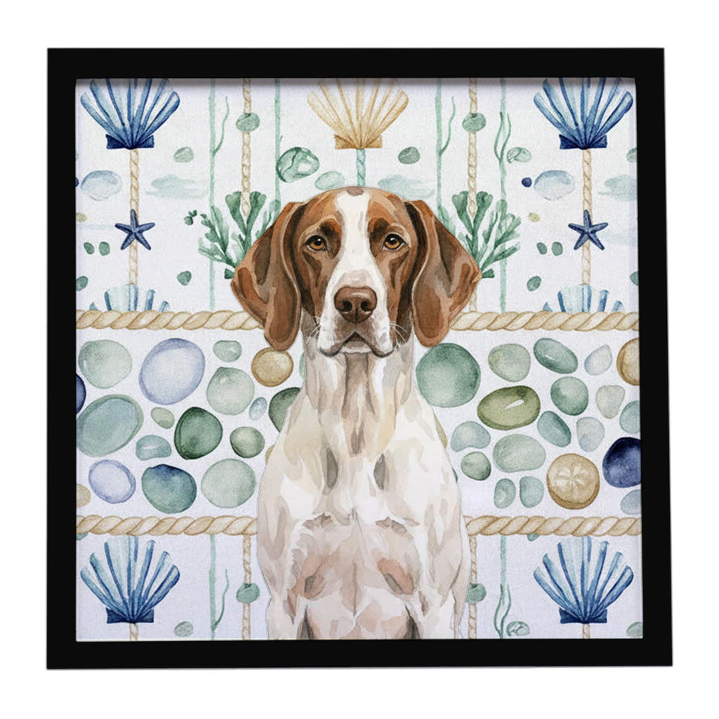 Liver and White Pointer Coastal Sea Glass Wall Art