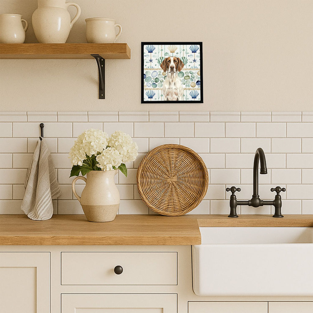 Liver and White Pointer Coastal Sea Glass Wall Art