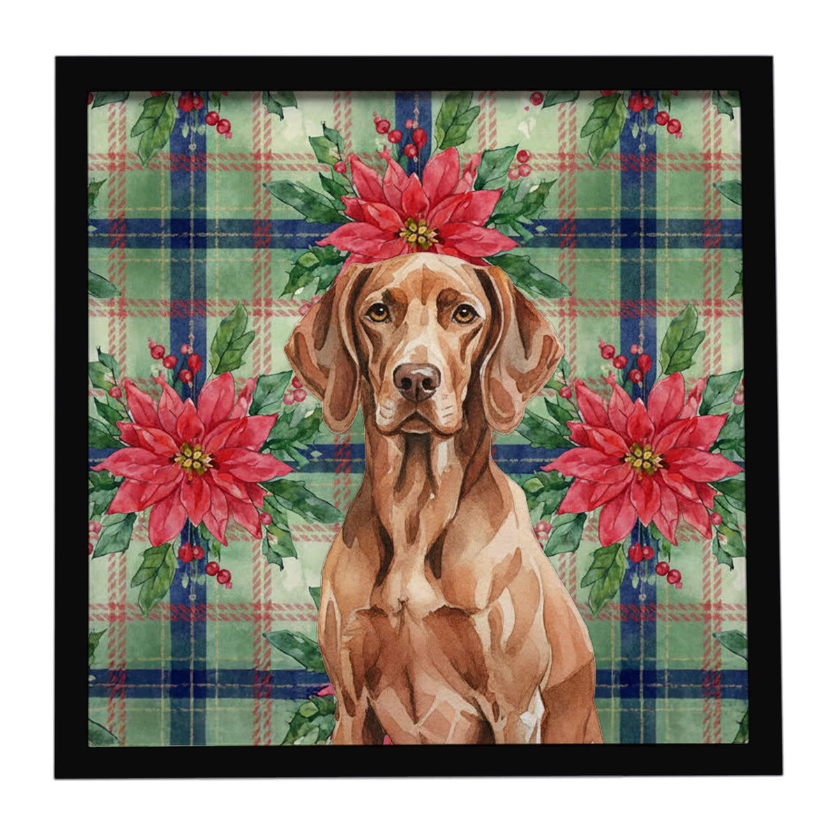 Liver Pointer Christmas Poinsettias Framed Wall Art