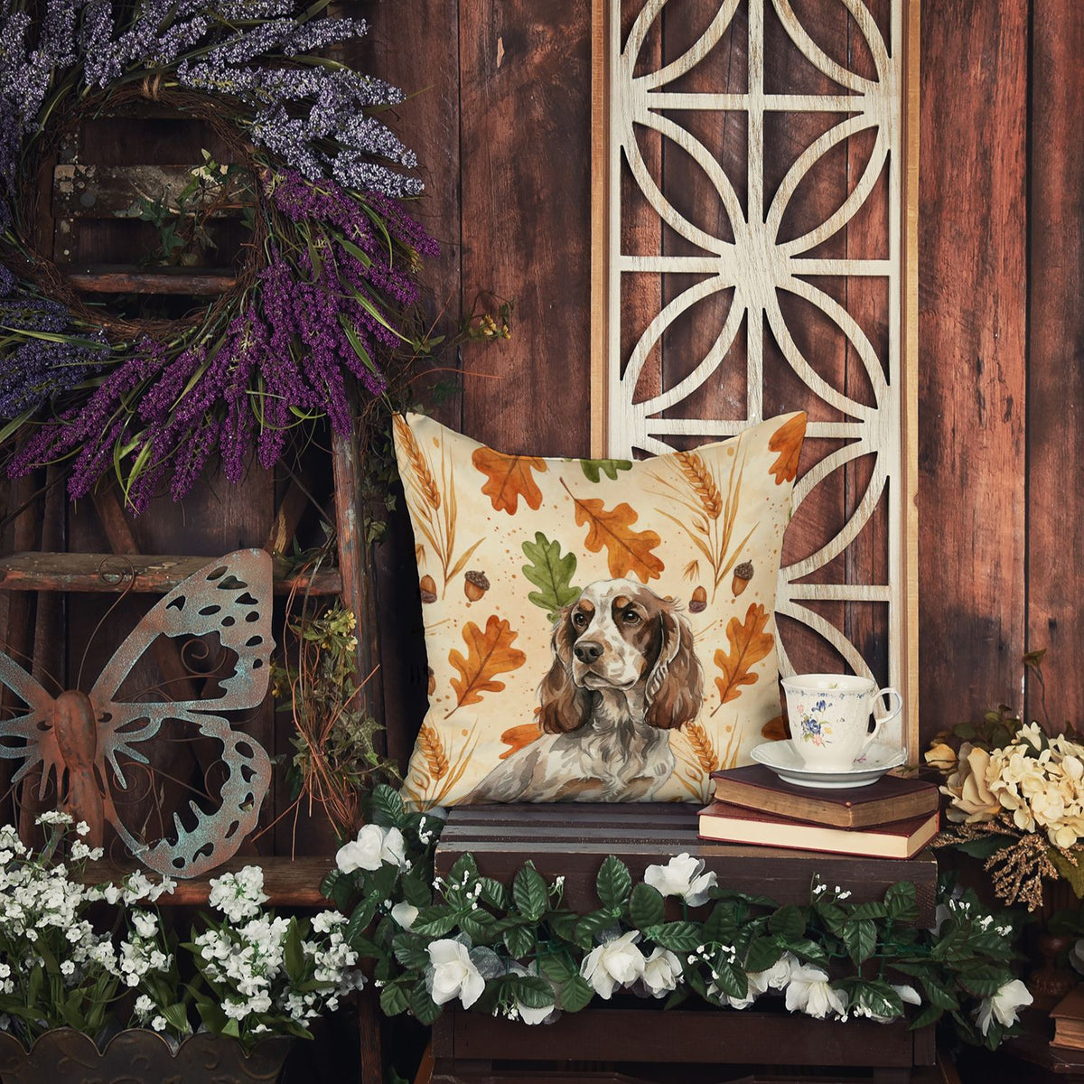 English Cocker Spaniel Heirloom Fall Accent Pillow