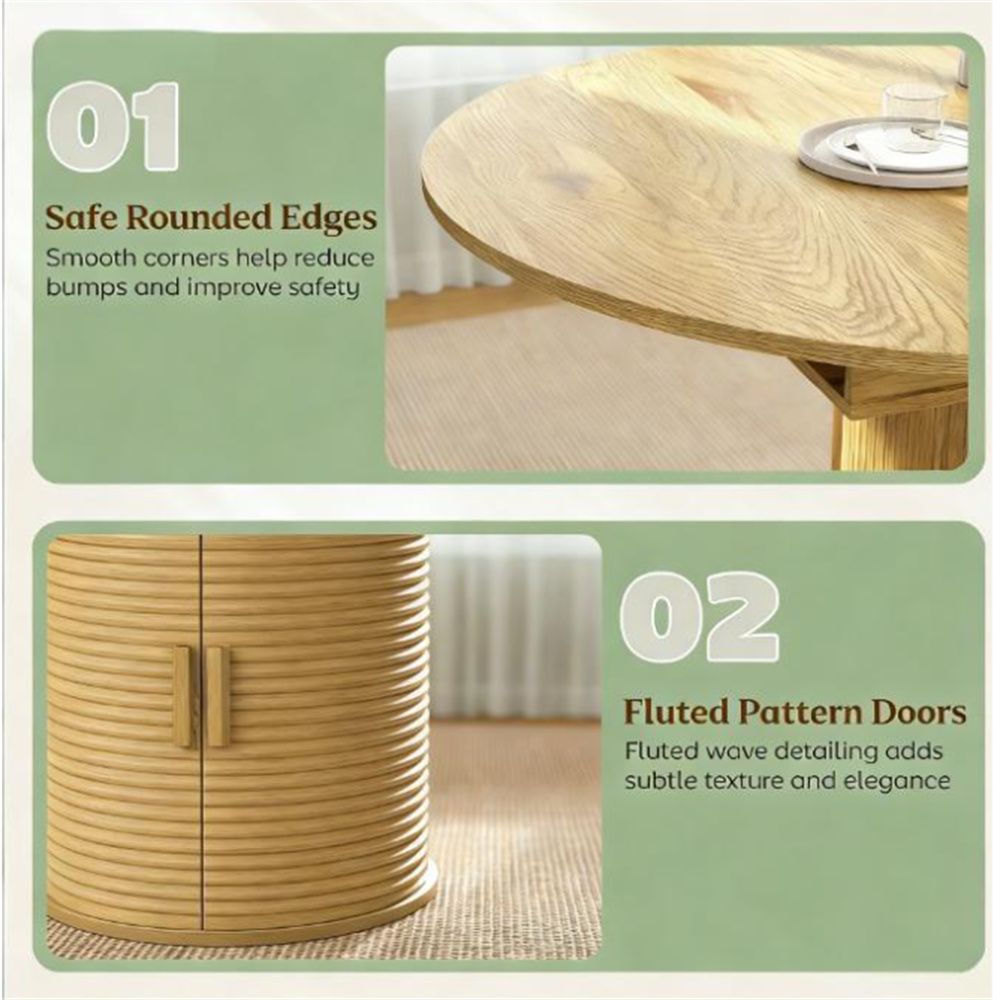 Living room dining table, farmhouse kitchen dining table, with storage rack, natural