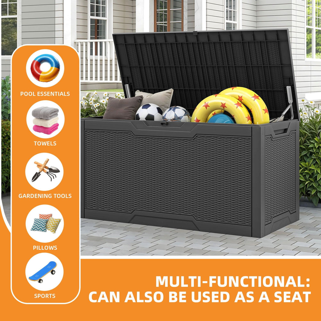 Lockable Deck Box with Hydraulic Lid Support