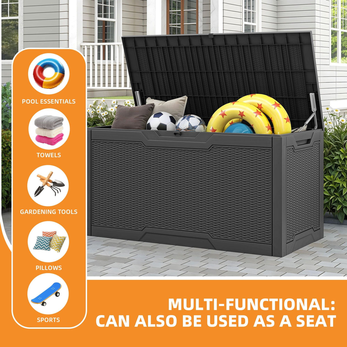 Lockable Deck Box with Hydraulic Lid Support