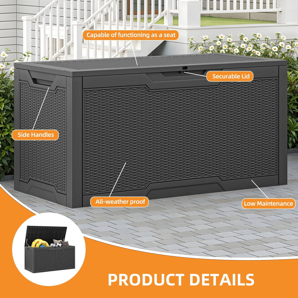 Lockable Deck Box with Hydraulic Lid Support