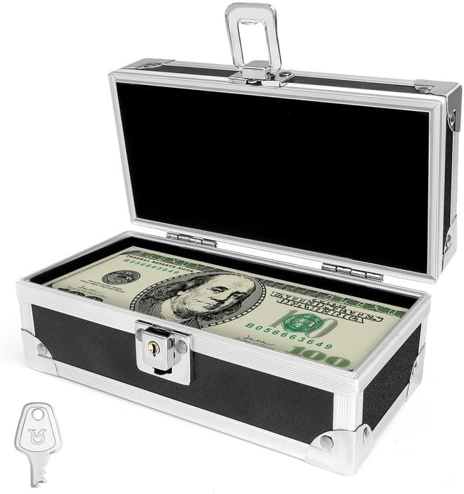 Lockable Cash Box with Single-Row Currency Tray for Cash Organizing