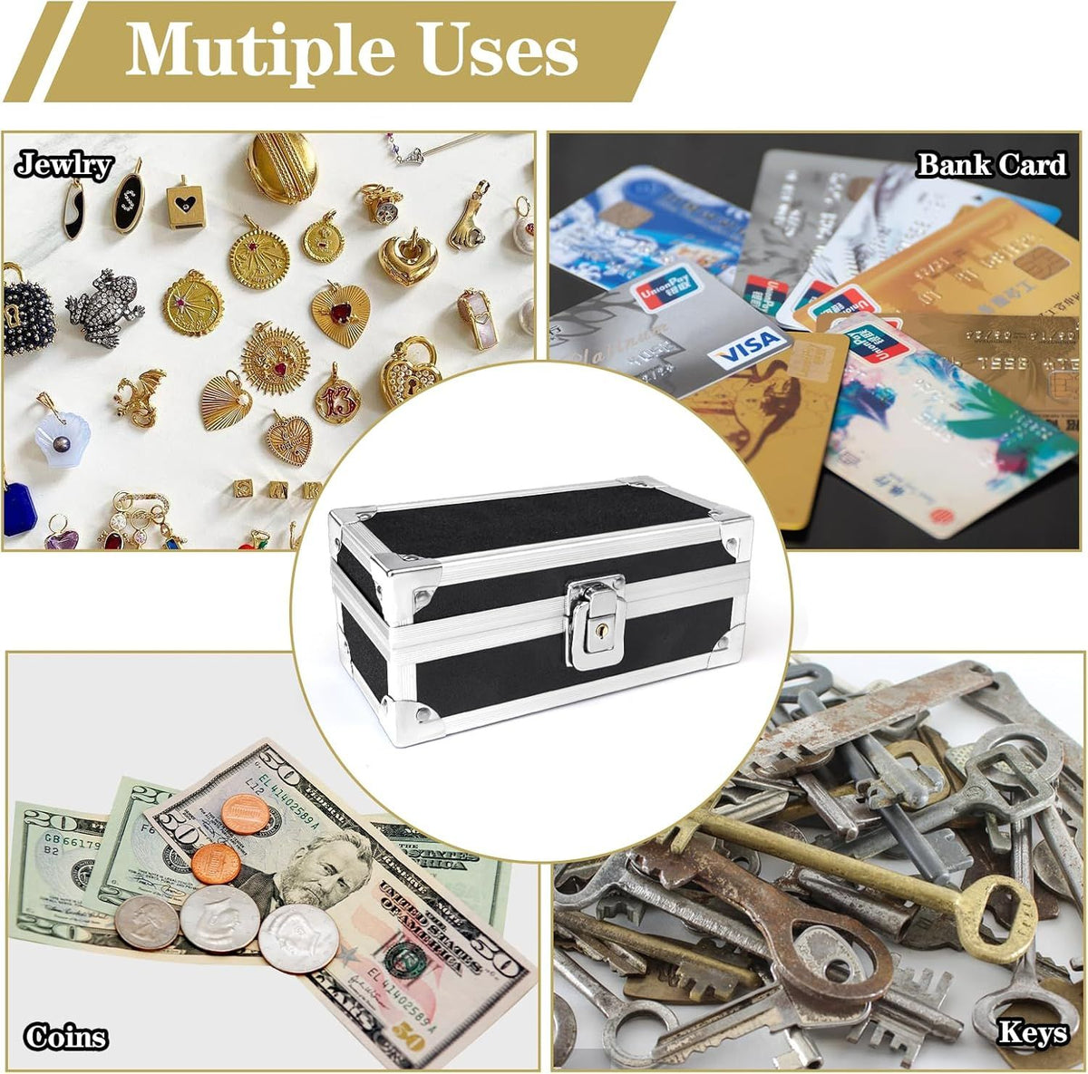 Lockable Cash Box with Single-Row Currency Tray for Cash Organizing
