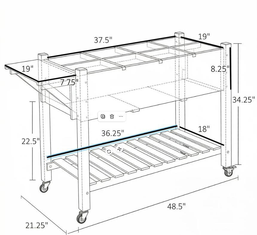 Mobile Raised Garden Bed with Eight Growing Cells