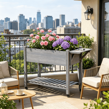 Mobile Raised Garden Bed with Eight Growing Cells