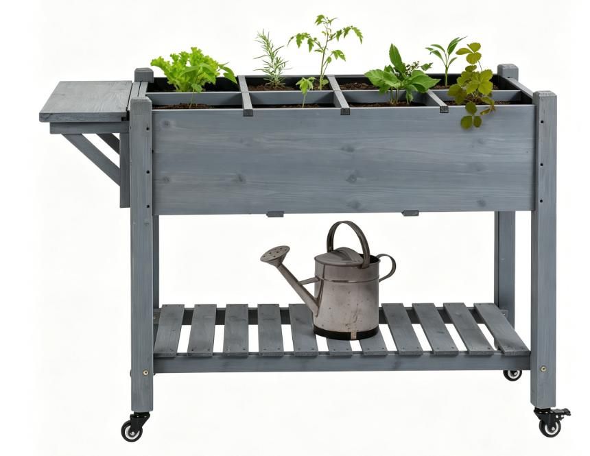 Mobile Raised Garden Bed with Eight Growing Cells