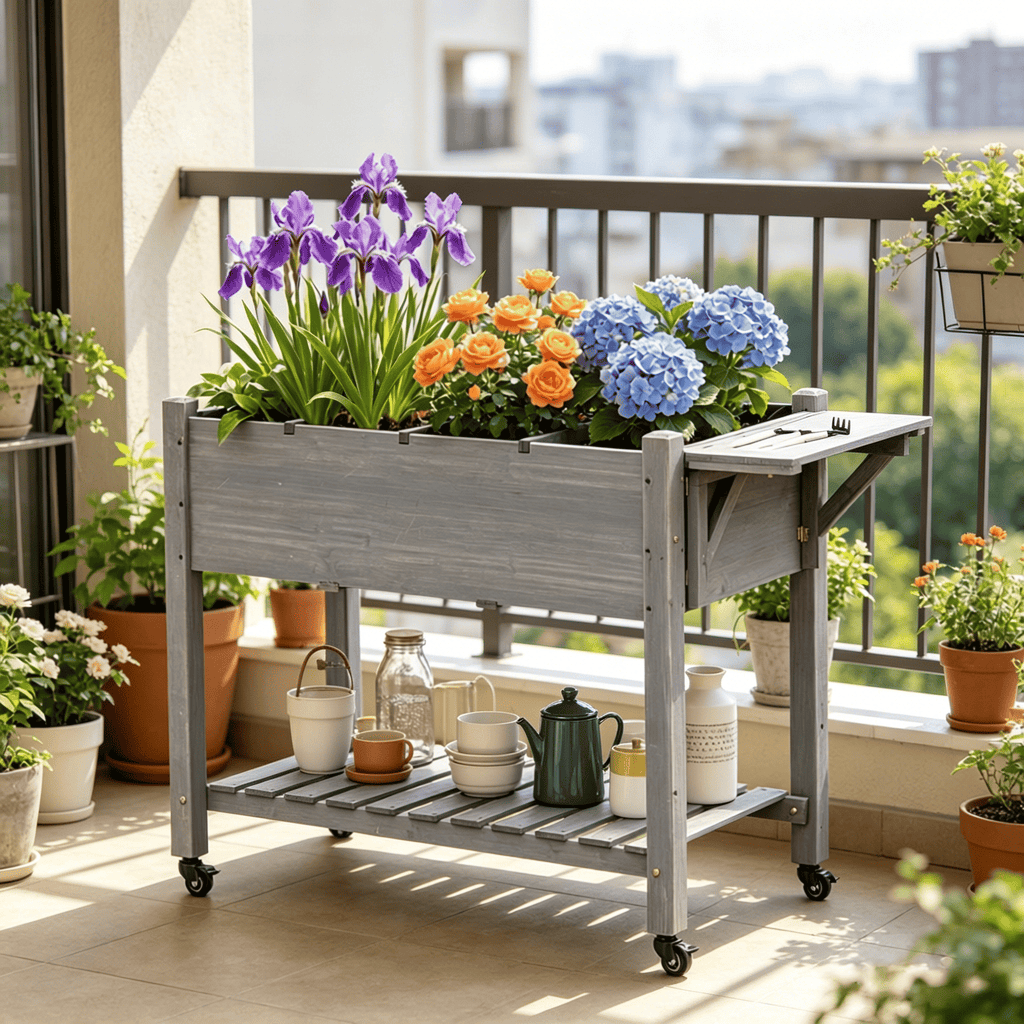 Mobile Raised Garden Bed with Eight Growing Cells