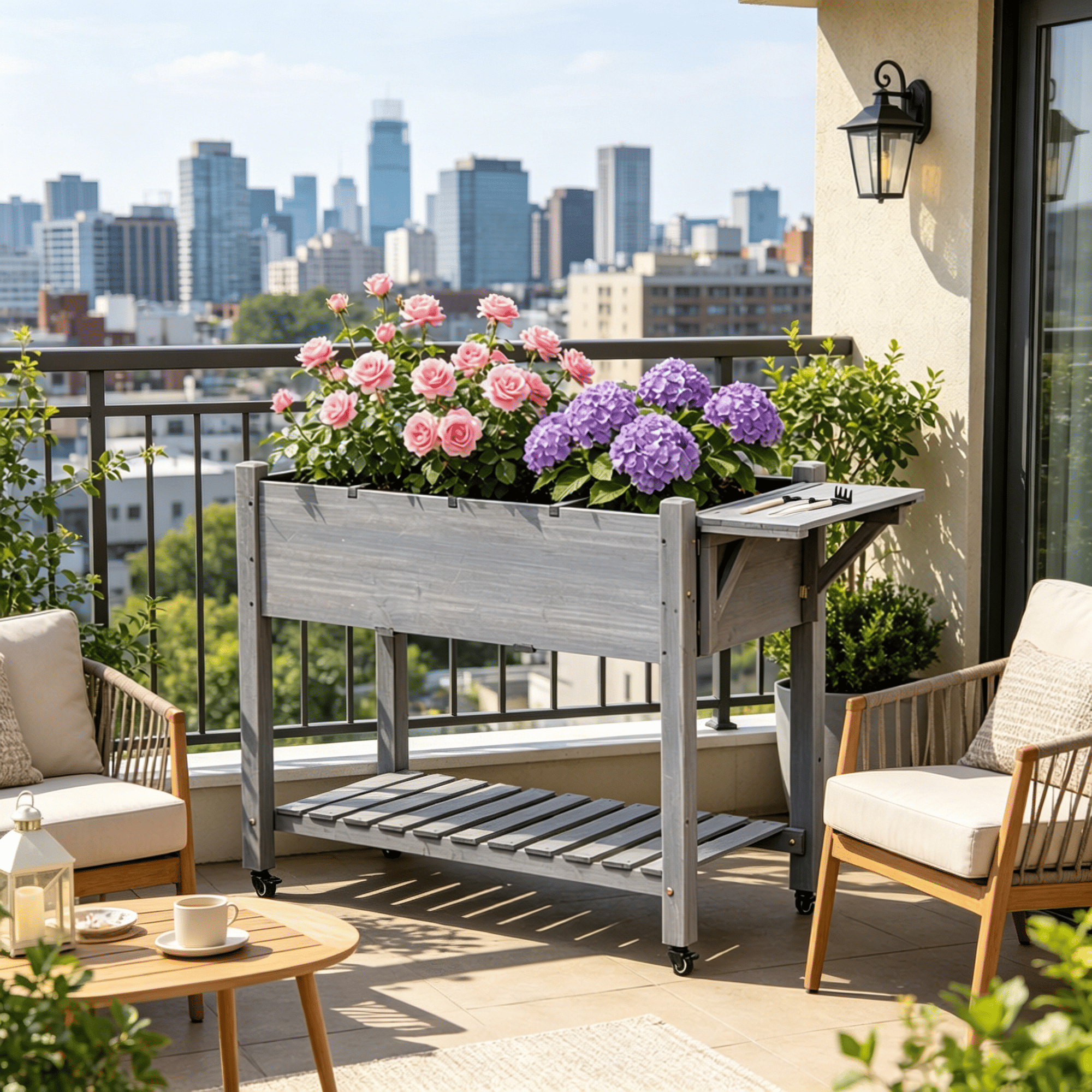 Mobile Raised Garden Bed with Eight Growing Cells