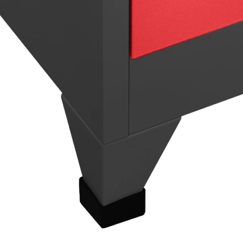 Modern Anthracite and Red Multi-Door Locker Cabinet