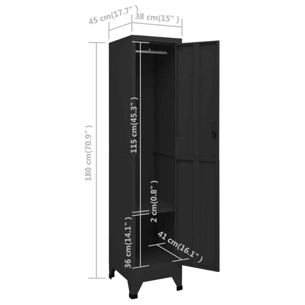 Black Locker Cabinet with Lockable Vented Door