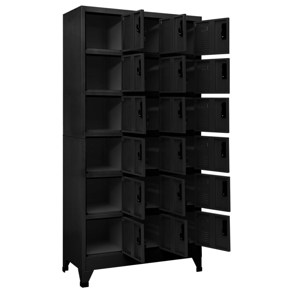 Black Locker Cabinet with 18 Lockable Compartments