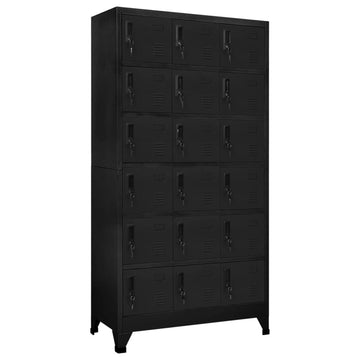 Black Locker Cabinet with 18 Lockable Compartments